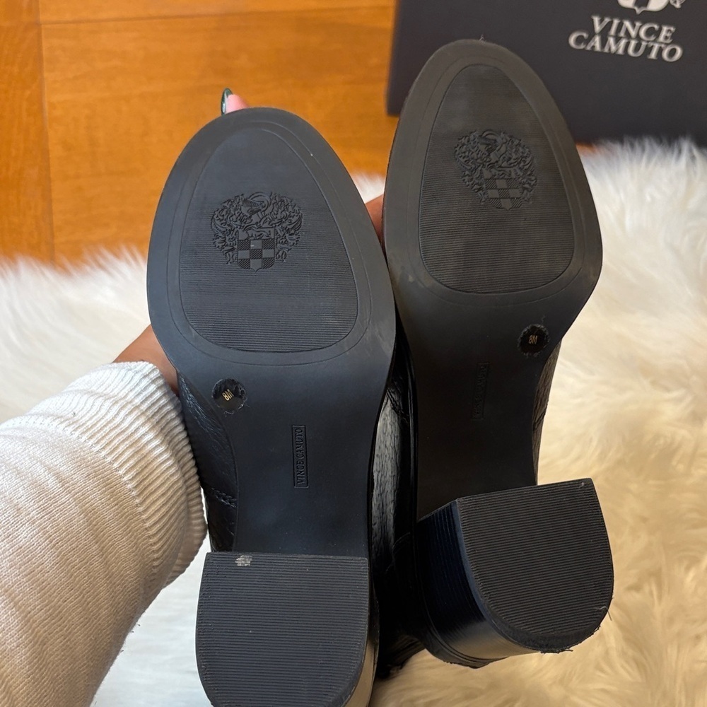Vince Camuto Textured Black Heeled Boots-VC-Zeldina - Picture 8 of 10